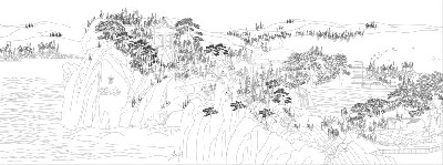 山水風景浮雕雕塑原創(chuàng)手繪設(shè)計稿