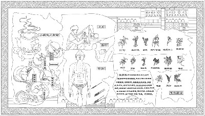 中醫(yī)文化浮雕雕塑原創(chuàng)手繪設計稿