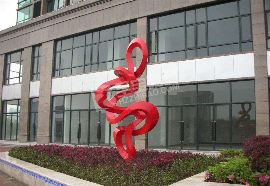 寫(xiě)字樓鏡面抽象中國(guó)結(jié)不銹鋼雕塑定制